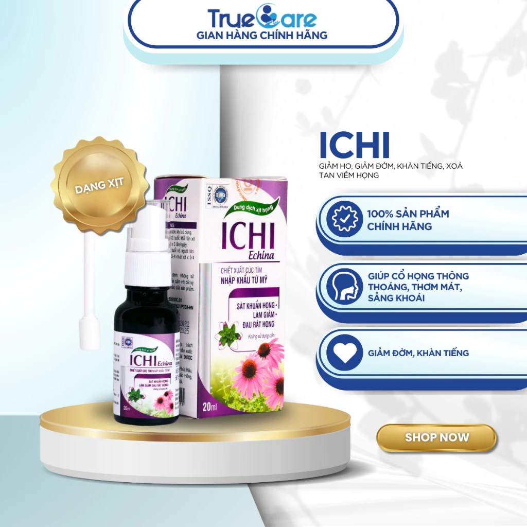 Xịt Họng Giảm ho, giảm đờm, khàn tiếng, xoá tan viêm họng, Xịt họng ICHI TRUECARE PHARMA | Dược phẩm TRUECARE