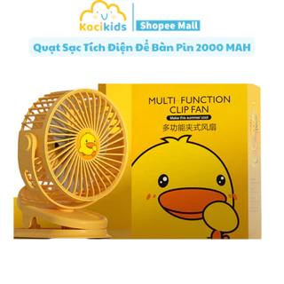 Quạt sạc tích điện để bàn pin 2000 MAH, quạt tích điện mini đế to có kẹp rất chắc chắn