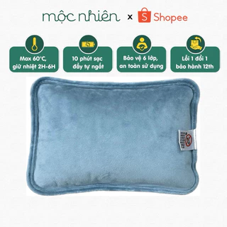 Túi chườm nóng / Túi sưởi ấm Huaiken màu xanh Blue giữ ấm 6 giờ 6 lớp nhung mịn sạc chống cháy cao cấp