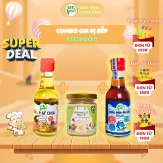 Combo "Gia vị bếp của bé" - Bộ 3 Sản phẩm Gia vị Ăn dặm cho bé Ecofood - Ăn ngon ngủ ngon cho bé - Ăn dặm kiểu nhật, blw