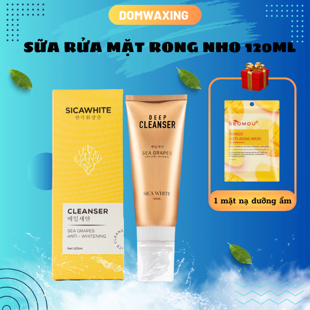 [Rẻ Vô Địch] Sữa Rửa Mặt Rong Nho Sica White 120ML, làm sạch sâu, không gây khô da, kiềm dầu, ngăn ngừa mụn