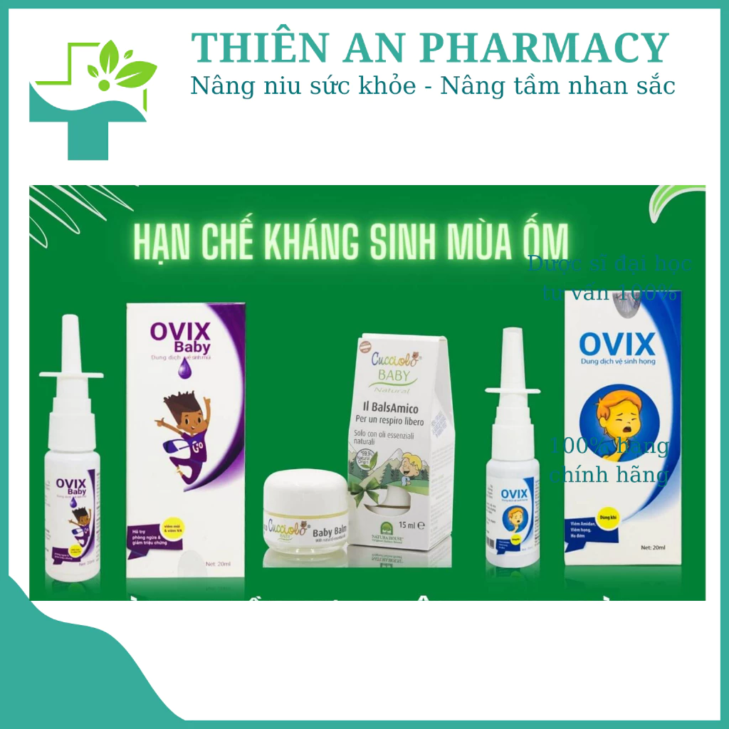 Combo Ovix xịt mũi họng, tăng sức đề kháng, phòng ngừa bệnh hô hấp, giúp giảm viêm mũi, sổ mũi, ngạt mũi, viêm VA, xoang