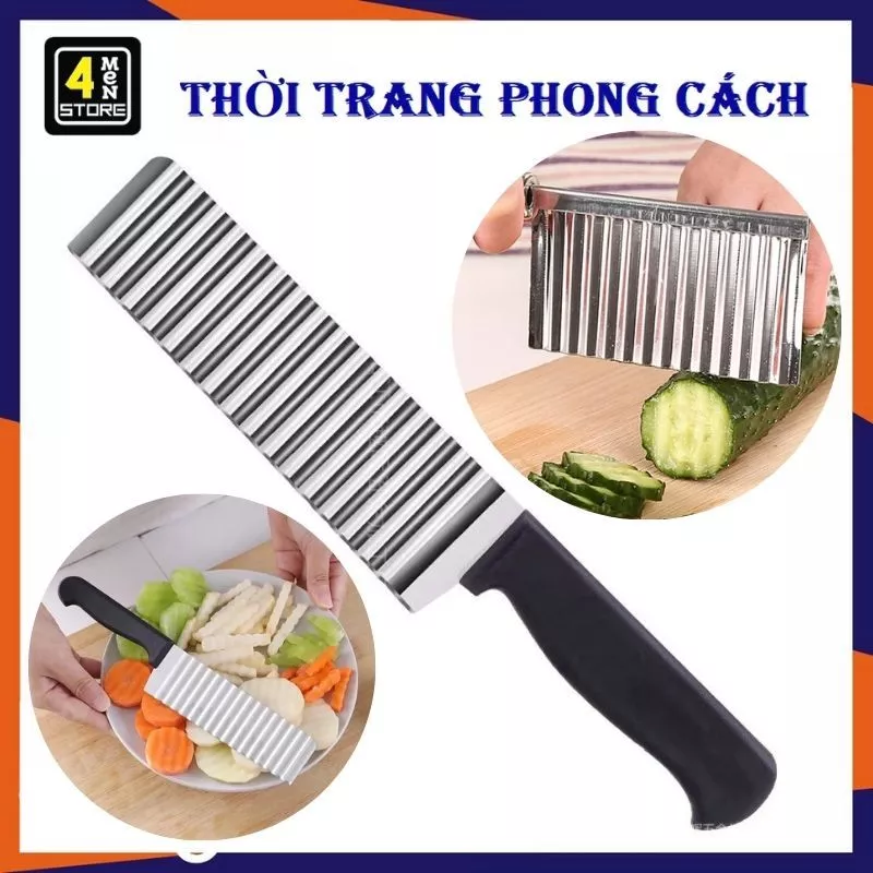 Dao Thái Cắt Rau Củ Lưỡi Gợn Sóng Bằng Thép Không Gỉ - Dao Thái Rau Củ Lượn Sóng , Dao Răng Cưa Tạo Hình Rau Củ, Rau Câu