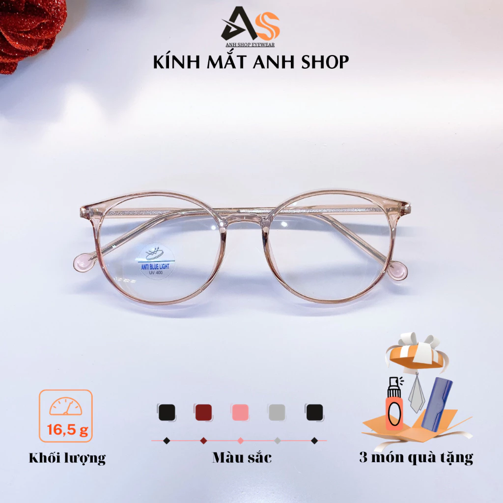Gọng kính tròn nhỏ thời trang nam nữ nhiều màu sắc chất liệu nhựa dẻo lõi kim loại nhận cắt cận viễn loạn 8253A