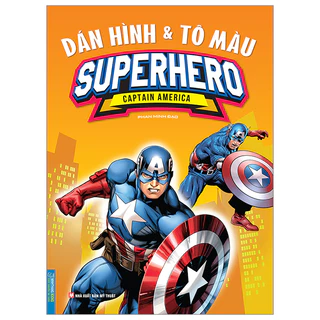 sách - Dán hình và tô màu SUPERHERO CAPTAIN AMERICAN (bìa mềm)