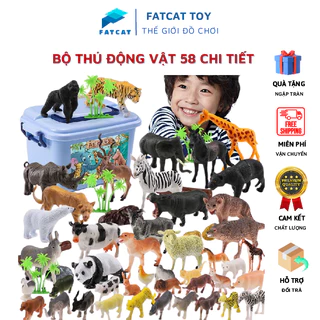 Đồ chơi mô hình động vật, bộ thú 58 chi tiết, mô hình thú cho bé, giúp bé học tập và khám phá thế giới