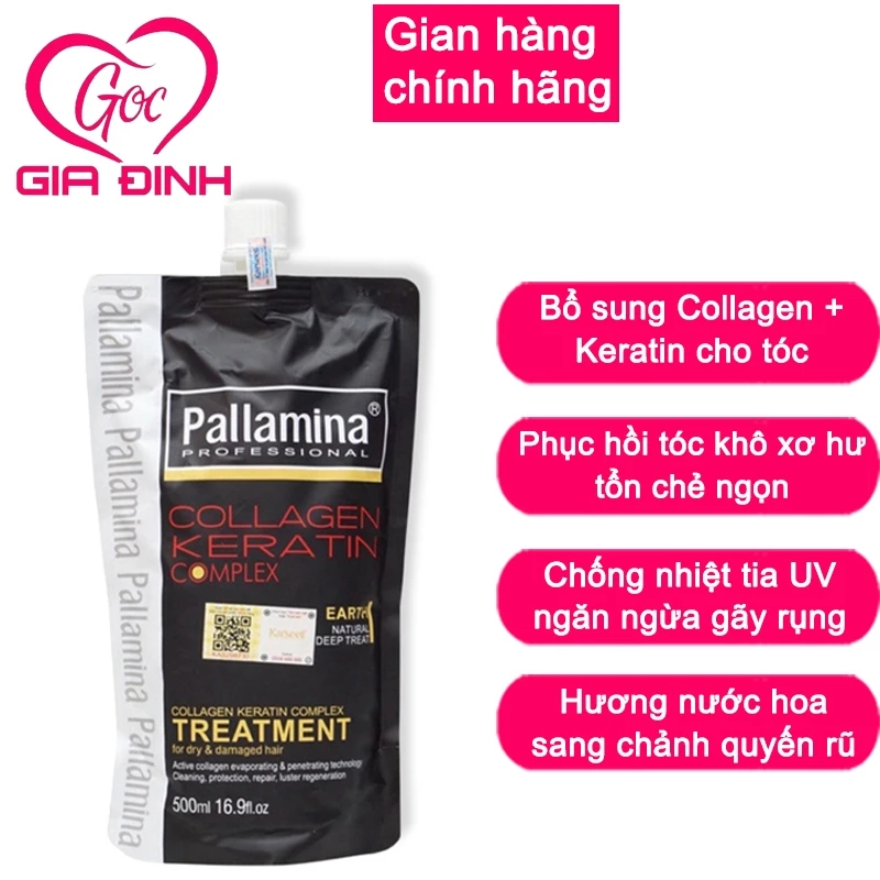 Kem Ủ Tóc Keratin PALLAMINA 500ML Phục Hồi Tóc Chuyên Sâu Tái Sinh Nang Tóc Siêu Mượt Hương Nước Hoa Chính Hãng