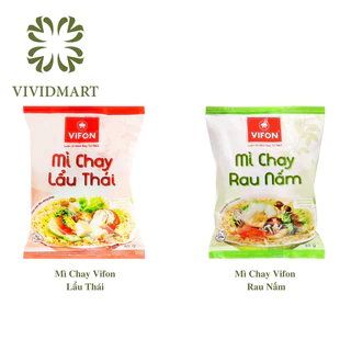 [GÓI LẺ] - VIFON - Mì Vifon chay 2 vị: Rau Nấm, Lẩu Thái (65g/gói) - Mì chay ăn liền Vifon, Mì chay Vifon