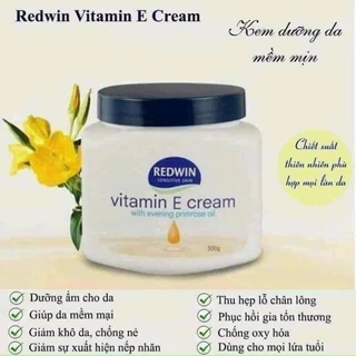 Kem dưỡng da Vitamin E Redwin có chứa tinh dầu hoa anh thảo cấp ẩm, làm sáng da Body Cream hũ 300g