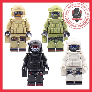 Army special Force soldier ghost minifigures mô hình lắp ráp lính đặc nhiệm trang bị giáp balo mũ bảo hộ đầu gối bán lẻ