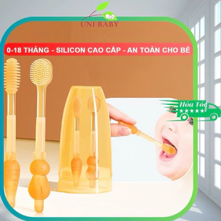 Bàn chải đánh răng và rơ lưỡi silicon cho bé sơ sinh Từ 0-18 tháng