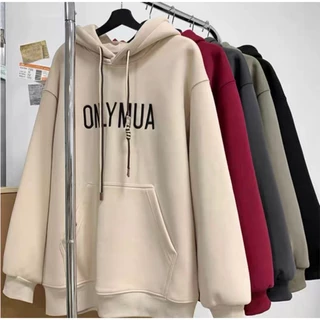 Áo Hoodie Nam Nữ Thêu Chữ Nổi ONLYMUA - Áo Khoác Nỉ Bông Mũ Rộng 4 Màu Basic Form Rộng Unisex