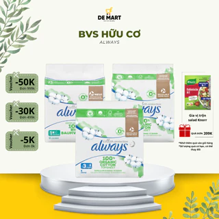 [BILL ĐỨC] Băng vệ sinh mỏng hữu cơ, mặt lưới thấm hút cả ngày và đêm, ALWAYS COTTON đủ size