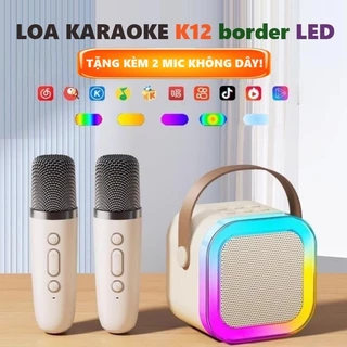 Loa karaoke K12 kèm 2 mic không dây, loa bluetooth mini bass chuẩn âm thanh hay