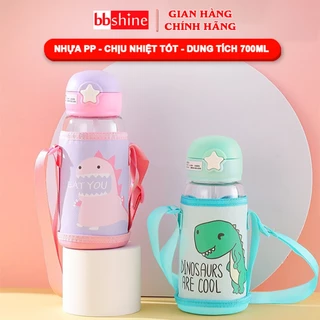 Bình nước cho bé 700ml bằng nhựa cao cấp BBShine, Bình uống nước cho bé họa tiết khủng long xinh xắn – BN011