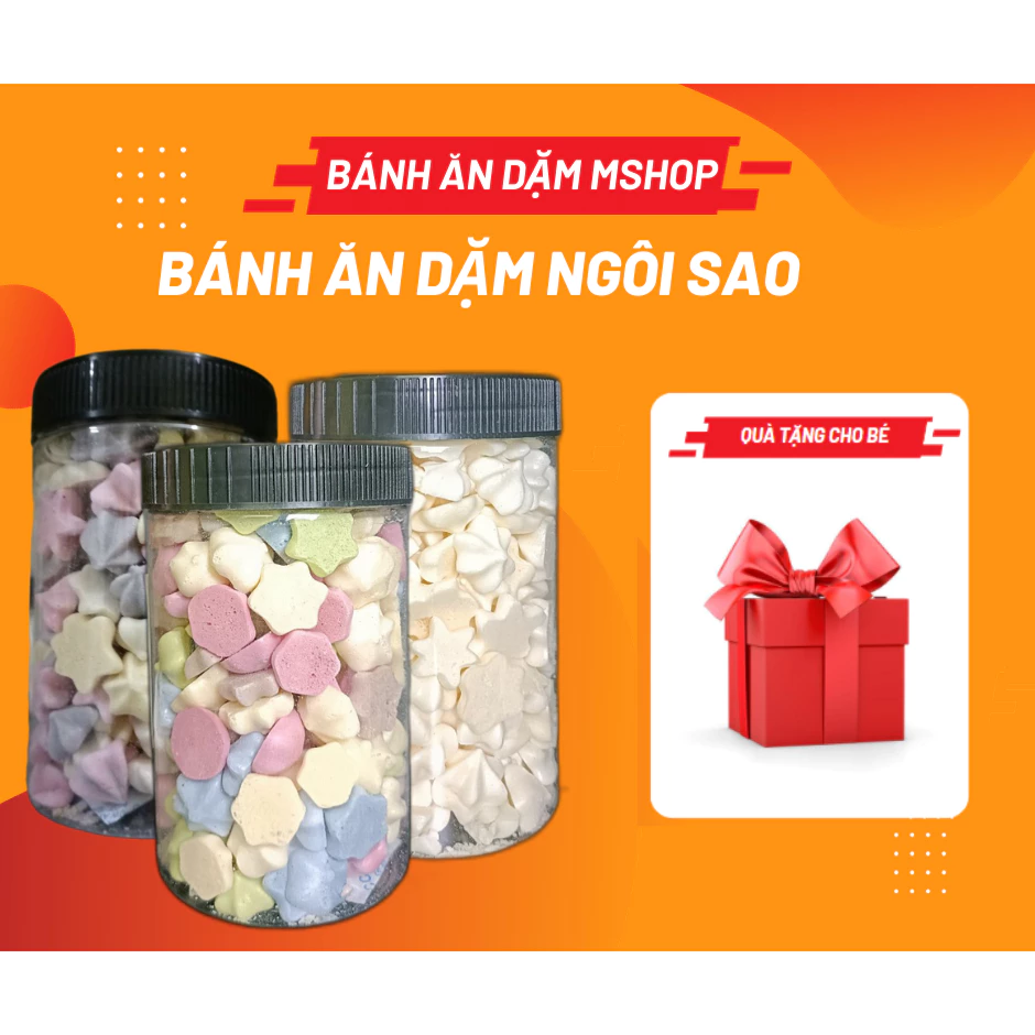 [Có quà] BÁNH ĂN DẶM HÌNH NGÔI SAO (các vị - hũ to) - Bánh ăn dặm handmade Mshop cho bé từ 5-6m+