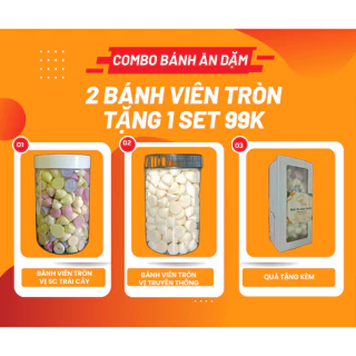 [MUA 2 TẶNG 1] Combo 2 bánh ăn dặm VIÊN TRÒN (hũ to) TẶNG 1 SET DÙNG THỬ Bánh ăn dặm handmade mshop cho bé