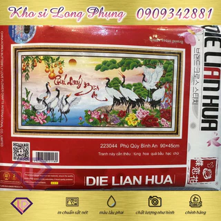 (Kho sỉ) tranh thêu chữ thập 223044 Phú Quý Bình An 90x45 cm( chưa thêu)