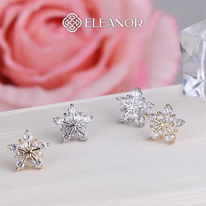Bông tai nữ chuôi bạc 925 Eleanor Accessories hình hoa tuyết phụ kiện trang sức khuyên tai 3322
