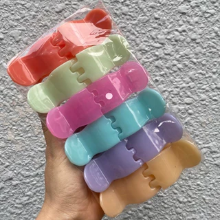 12 Kẹp tóc càng cua vuông bầu 5 răng màu pastel thanh lịch cho nữ kẹp sau đầu phong cách hàn quốc nhật bản