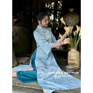 Set áo dài  lụa thọ truyền thống dáng xuông chất liệu lụa cao cấp - pháp phục tết - 247store.vn - Aodai2112_P7K1