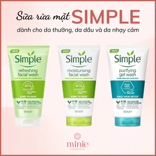 Sữa rửa mặt Simple lành tính, kiềm dầu, hạn chế mụn, dưỡng ẩm cho da 150ml/chai