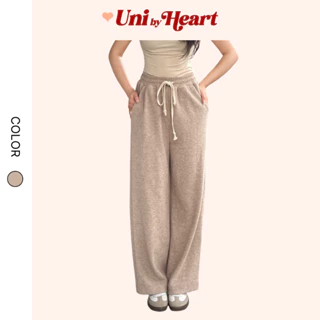 Quần giữ nhiệt len lông Classy Wide Leg QD021 cạp chun co giãn, ống rộng, kiểu dáng suông đứng - Uni By Heart