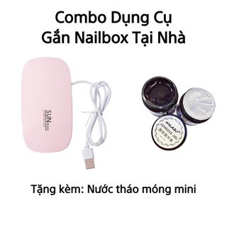 Combo gel gắn nailbox và đèn hơ nail ( Tặng kèm nước tháo móng mini )