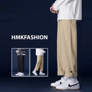 Quần Kaki Nam Baggy Xắn Gấu Basic Unisex - Quần Kiểu Baggy Nam Dây Rút Ống Rộng Cực Chất phong cách Hàn Quốc