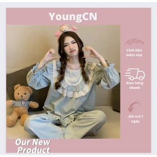 Bộ đồ ngủ tay dài cotton mềm mại hàng Qc cao cấp PIC117