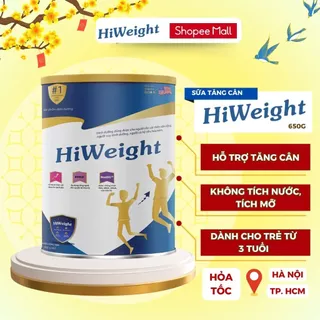 Sữa Non Tăng Cân HiWeight Lon Sắt 650gr - Sữa Dinh Dưỡng Hỗ Trợ Tăng Cân, Giảm Biếng Ăn, Tăng Cường Hấp Thu Dinh Dưỡng