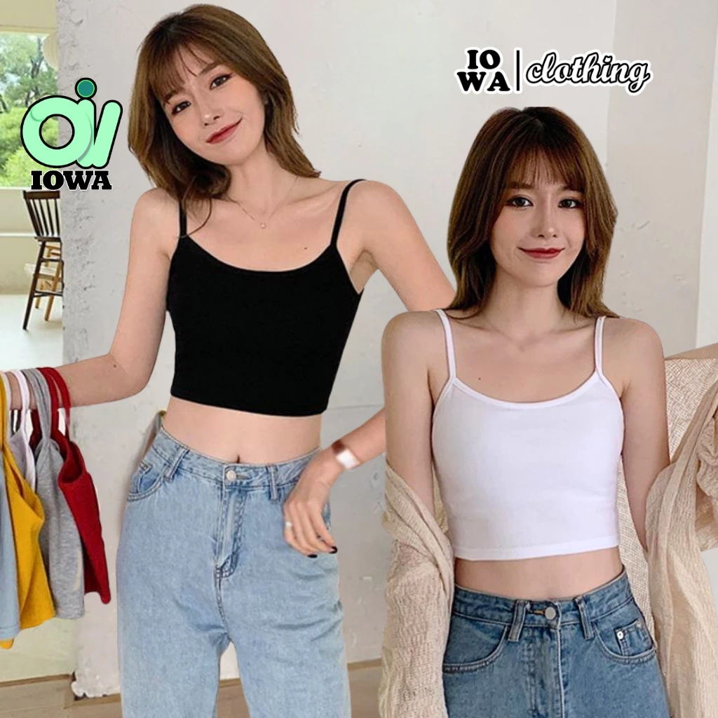 Áo Croptop HAI DÂY MẢNH Chất Thun Borip Kiểu Trơn Sexy, Áo Thun Nữ Ôm Body Đẹp Tôn Dáng IOWA