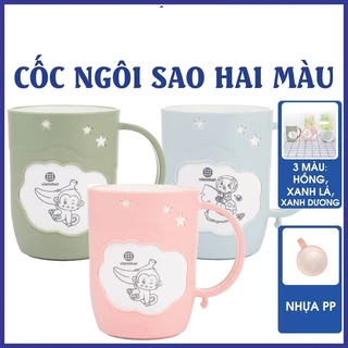 Cốc ngôi sao 2 màu, Cốc nhựa uống nước chịu nhiệt ngôi sao nhựa Có quai cầm xinh xắn, cốc uống nước cho bé Việt Nhật