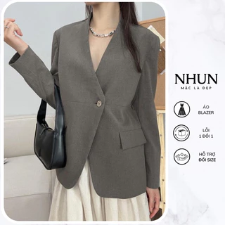 Áo blazer Giai Tuệ NhunFashion Áo vest nữ dài tay khoác ngoài thiết kế cổ nhọn 1 nút thanh lịch quý phái N139