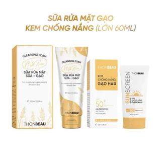 Kem Chống Nắng Đa Tầng [Chai Lớn 60ml] + Sữa Rửa Mặt Gạo [Chai Lớn 100ml]