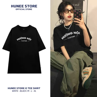 Áo Thun Tay Lỡ Nam Nữ Cotton Unisex , Áo Phông Cổ Tròn Hài Hước  Form Rộng Oversize HUNEE - Hướng Nội, Hướng Ngoại