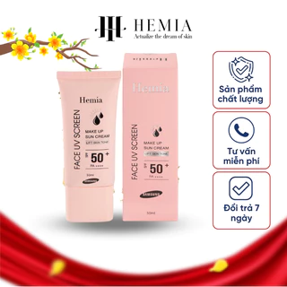 Kem chống nắng Hemia nâng tone trắng da cho da dầu mụn, da khô da nhạy cảm chính hãng Hàn Quốc chỉ số SPF 50+ hộp 50ml