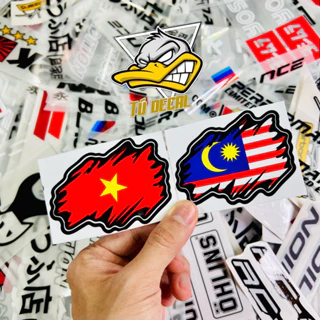 Tem Sticker Logo Cờ Dán Trang Trí Đầu Xe Máy, Nón Bảo Hiểm, Vali v.v Decal bền Màu Chống thấm Nước