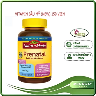 Vitamin bà bầu Prenatal + DHA 200mg Nature Made - 150v/100v