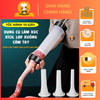 Dụng Cụ Làm Xúc Xích, Lạp Xưởng, Dồi Sụn, Nhồi Thịt Loại Size Lớn, Tặng Kèm 3 Đầu Phễu Ra Thịt, Chất Liệu PP Cao Cấp