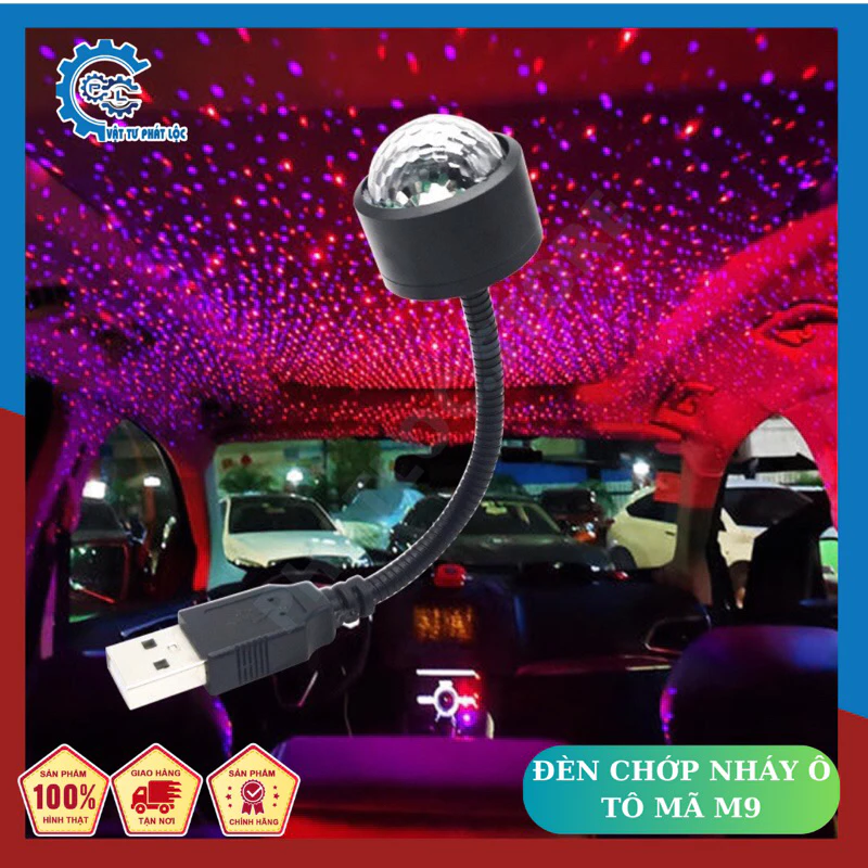 Đèn led mini mã M9 USB hình quả cầu xoay được màu RGB dùng trang trí nội thất xe hơi