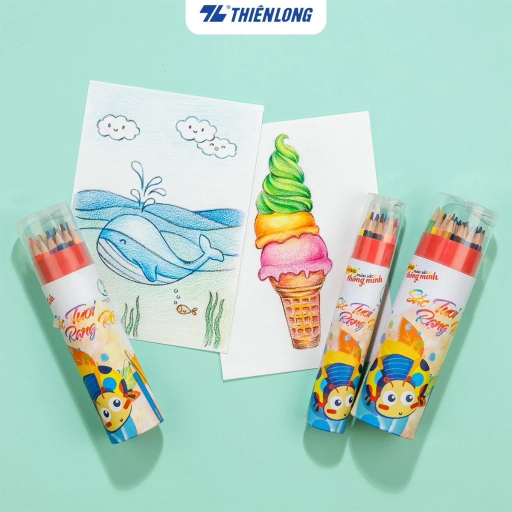 Bút chì màu chuyên nghiệp dạng lon 12/24/36 màu Thiên Long Colokit - Tiêu chuẩn Châu Âu - Có chuốt chì ở nắp hộp