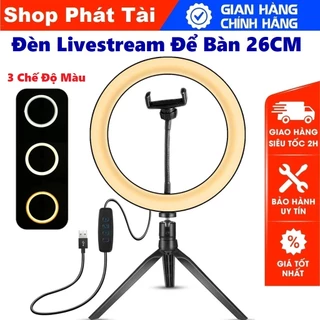 Đèn LiveStream size 26CM Có Kẹp Điện Thoại - 3 Chế Độ Màu Đèn Cực Đẹp, Tặng Kèm Chân Để Bàn ( Giá Sỉ )