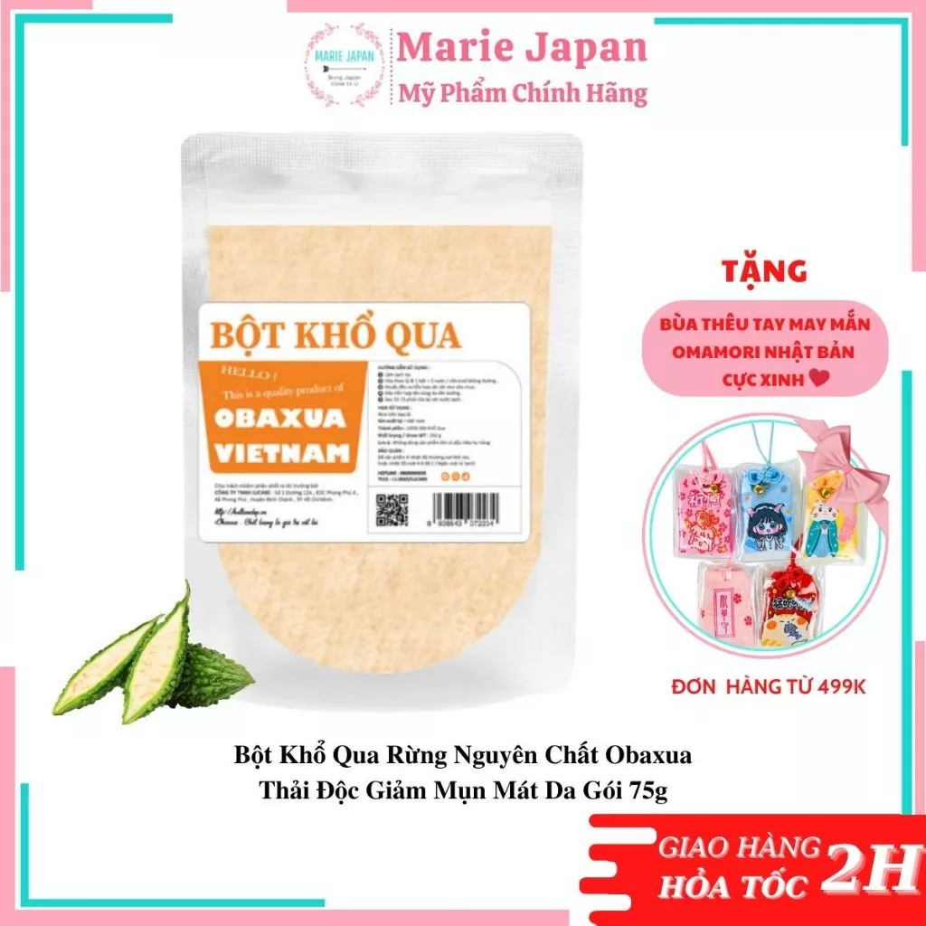 Bột Khổ Qua Rừng Nguyên Chất Obaxua Thải Độc Giảm Mụn Mát Da Gói 75g