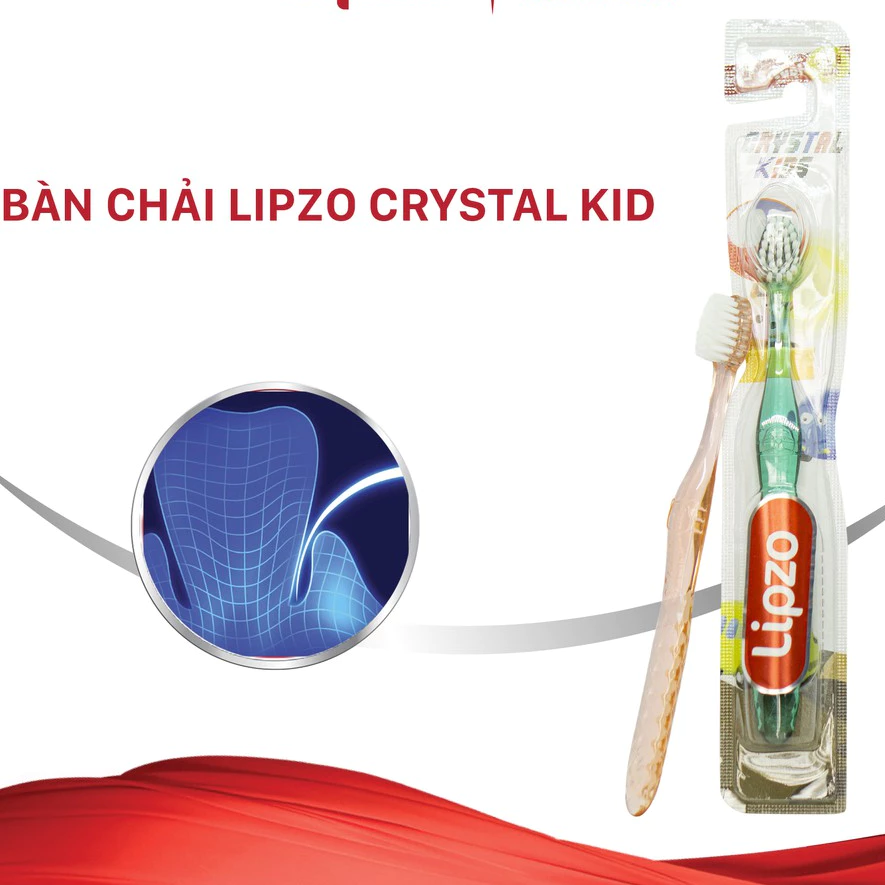 Bàn Chải Răng Lipzo Crystal Kids - Lông Chỉ Tơ Nha Khoa Kháng Khuẩn Dành Cho Trẻ Em Từ 2 - 5 Tuổi