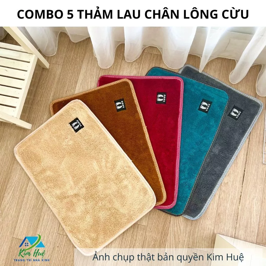 Combo 5 tấm thảm lau chân lông cừu len mềm thảm chùi chân thấm hút nước CLM - Kim Huệ X08
