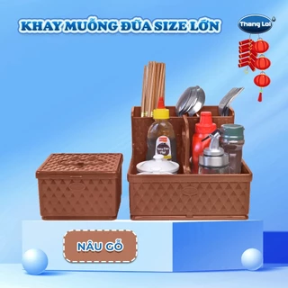 Combo Khay đựng đũa kèm hộp giấy đồng bộ size lớn Nhựa Thắng Lợi