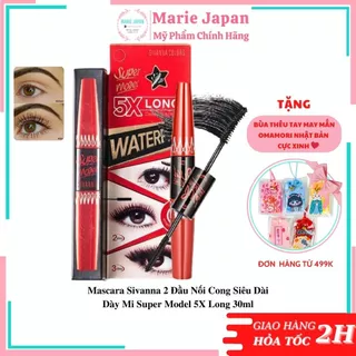 Mascara Sivanna 2 đầu nối cong siêu dài dày mi Super Model 5X Long 30ml