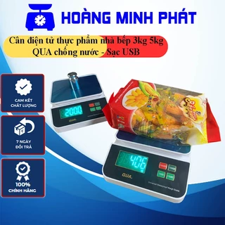 Cân điện tử thực phẩm nhà bếp mặt inox chống nước 5kg 3kg QUA sạc USB tiện dụng, siêu bền