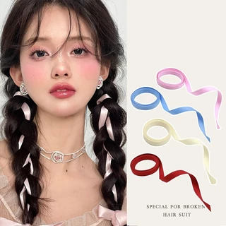 🍑coco🍑Dây duy băng buộc tết tóc cột tóc nữ Hàn Quốc dễ thương phụ kiện buộc tóc đẹp nhiều màu xanh, đỏ, vàng, trắng